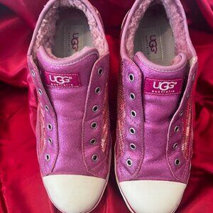 UGG Laela Sparkles sneakers in a sequined pink/raspberry color.